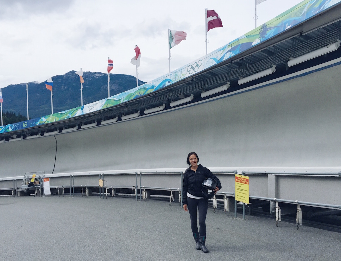 Finished my first summer bobsleigh ride in Whistler.