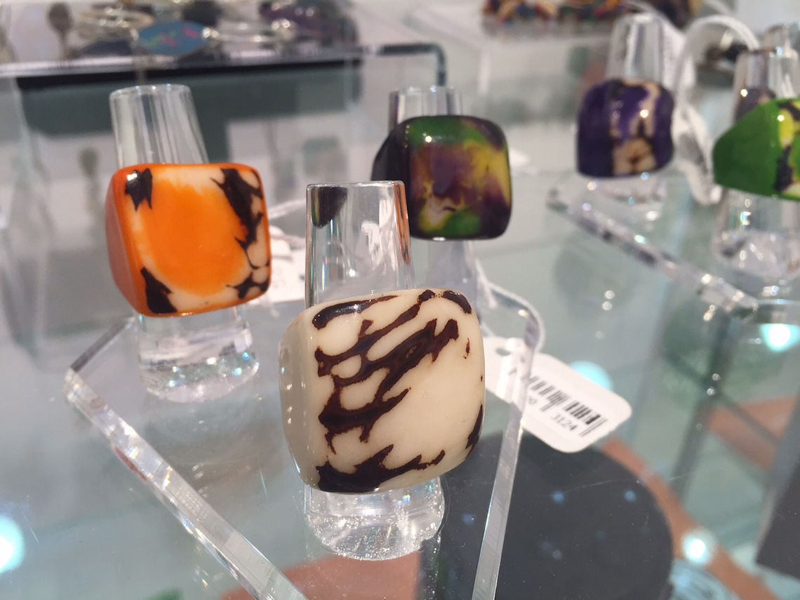 Polished Rings Made from the Tagua Nut in Columbia