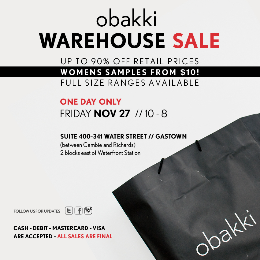 Obakki Warehouse Sale 2015