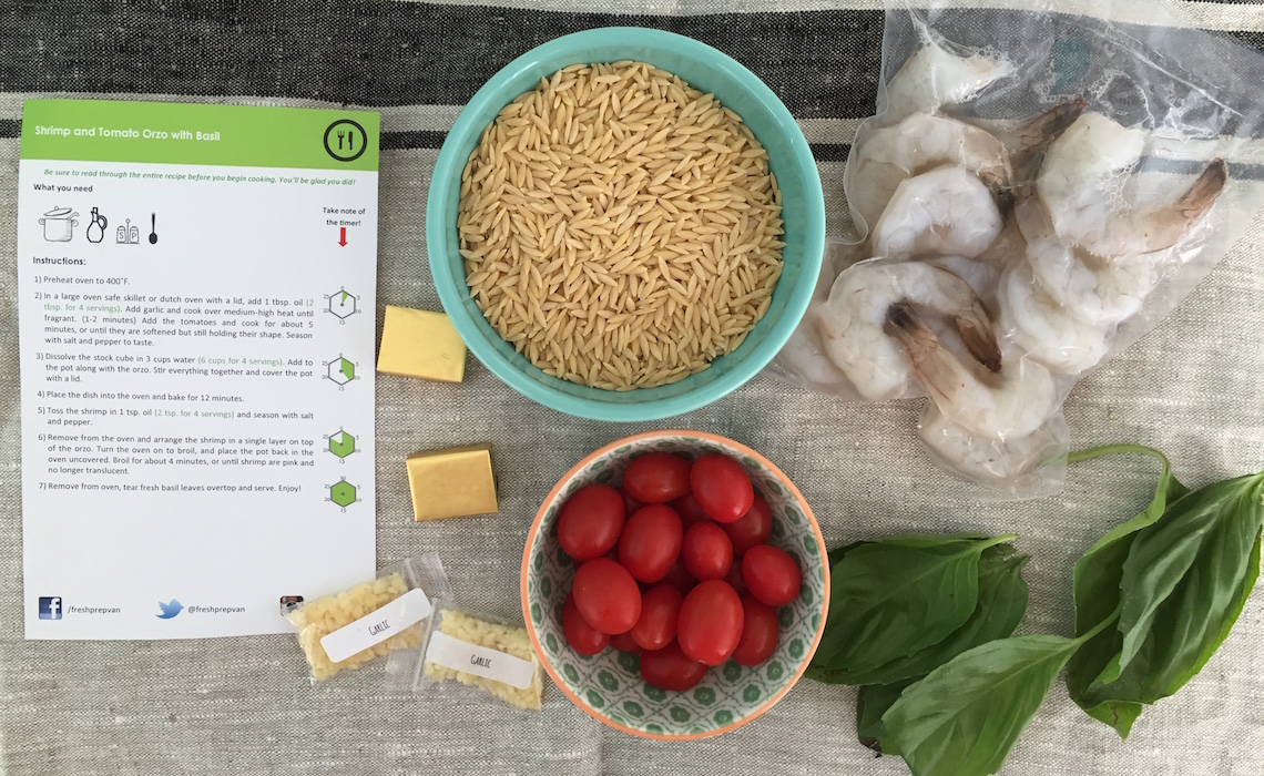 fresh prep shrimp and tomato orzo