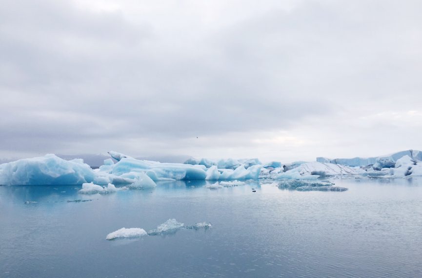 Icebergs at jokulsarlon glacier lagoon Iceland 