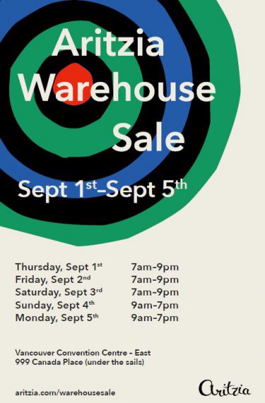 aritzia warehouse sale 2016