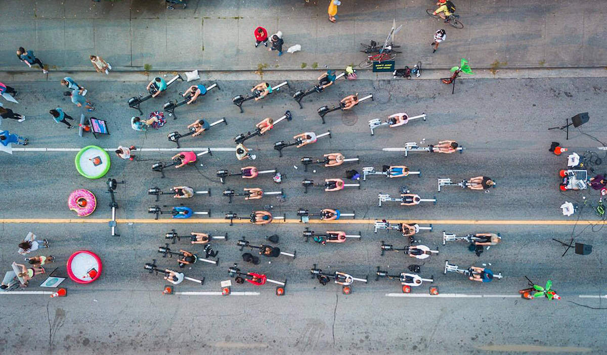 Before settling into its new, permanent location, Club Row hosted outdoor pop-up classes around Vancouver.