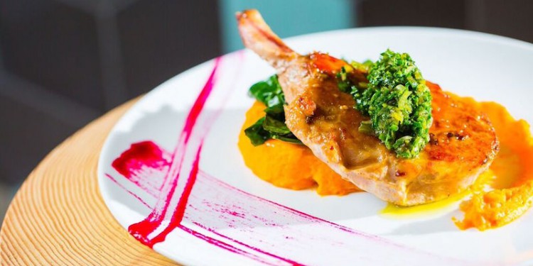 Seared Fraser Valley Pork Chop with Poblano Chimmichurri