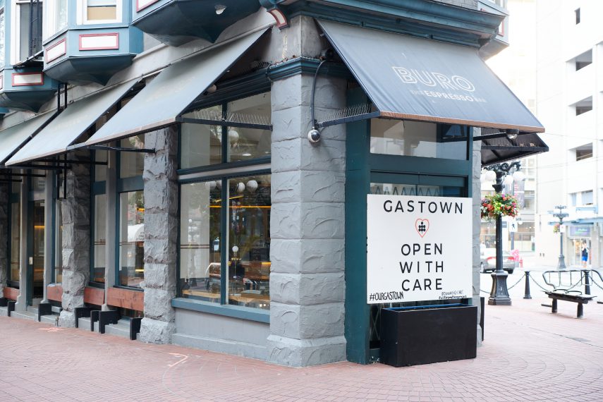 Gastown Open With Care Mural at Buro Coffee