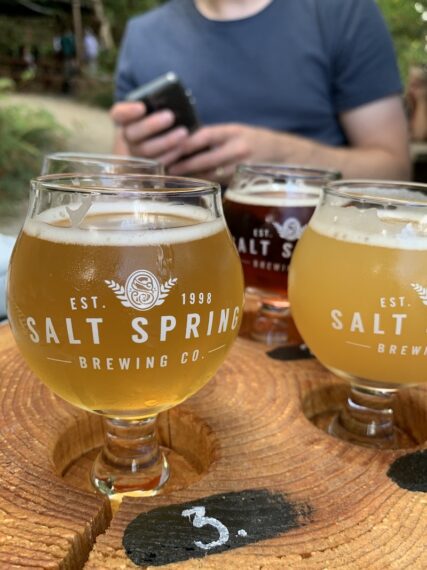 salt spring brewing co beer flight