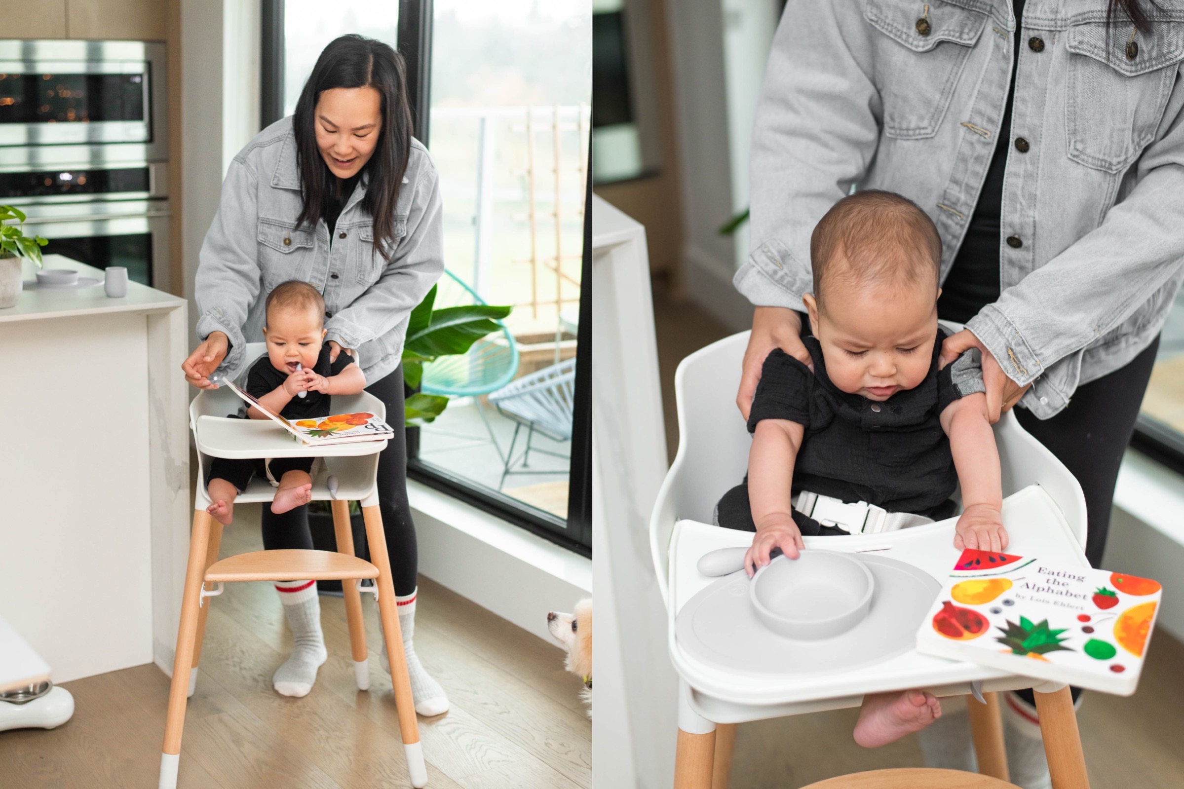 Baby in White & Wood Minimalist Baby Highchair